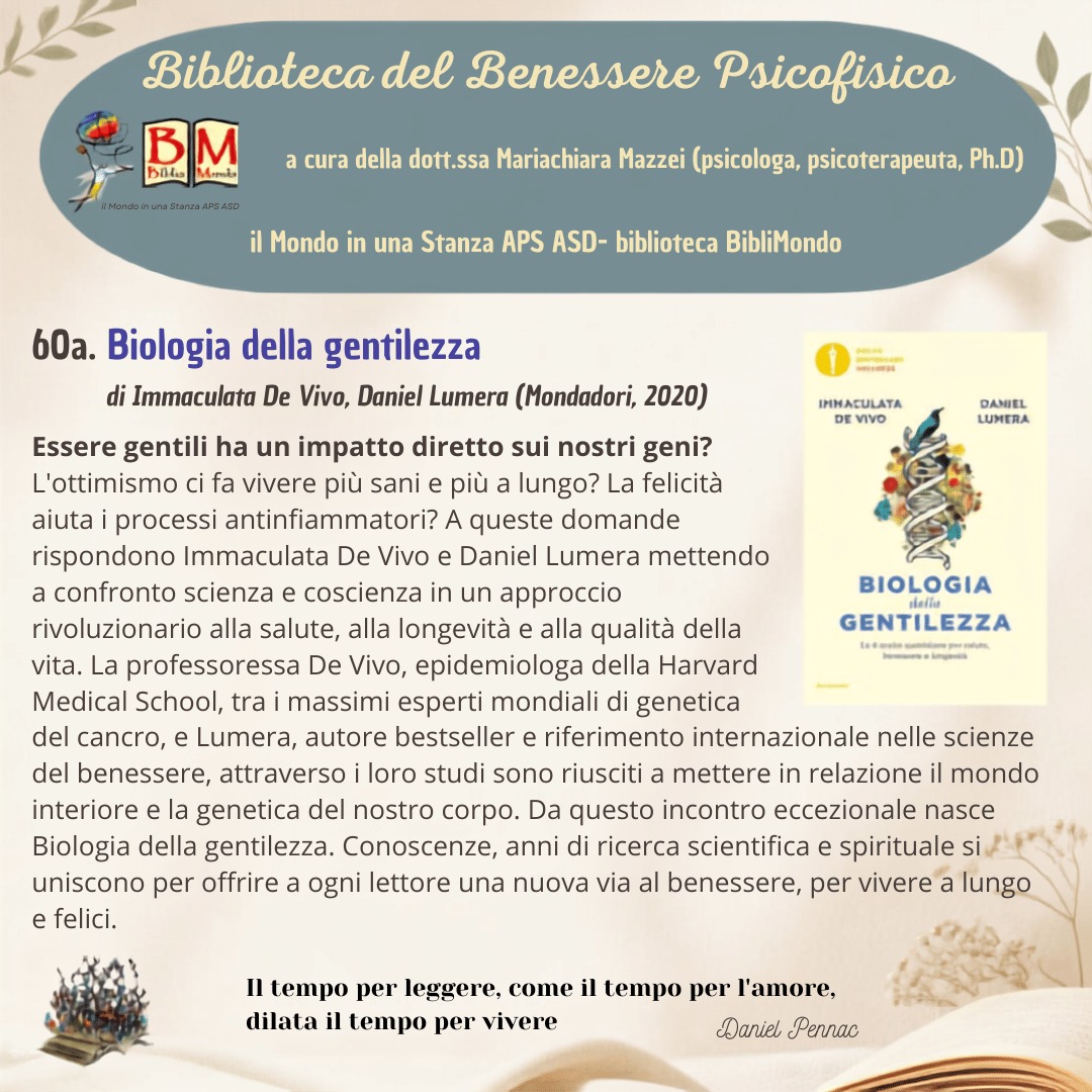 60° APPUNTAMENTO  CON LA BIBLIOTECA DEL BENESSERE PSICOFISICO