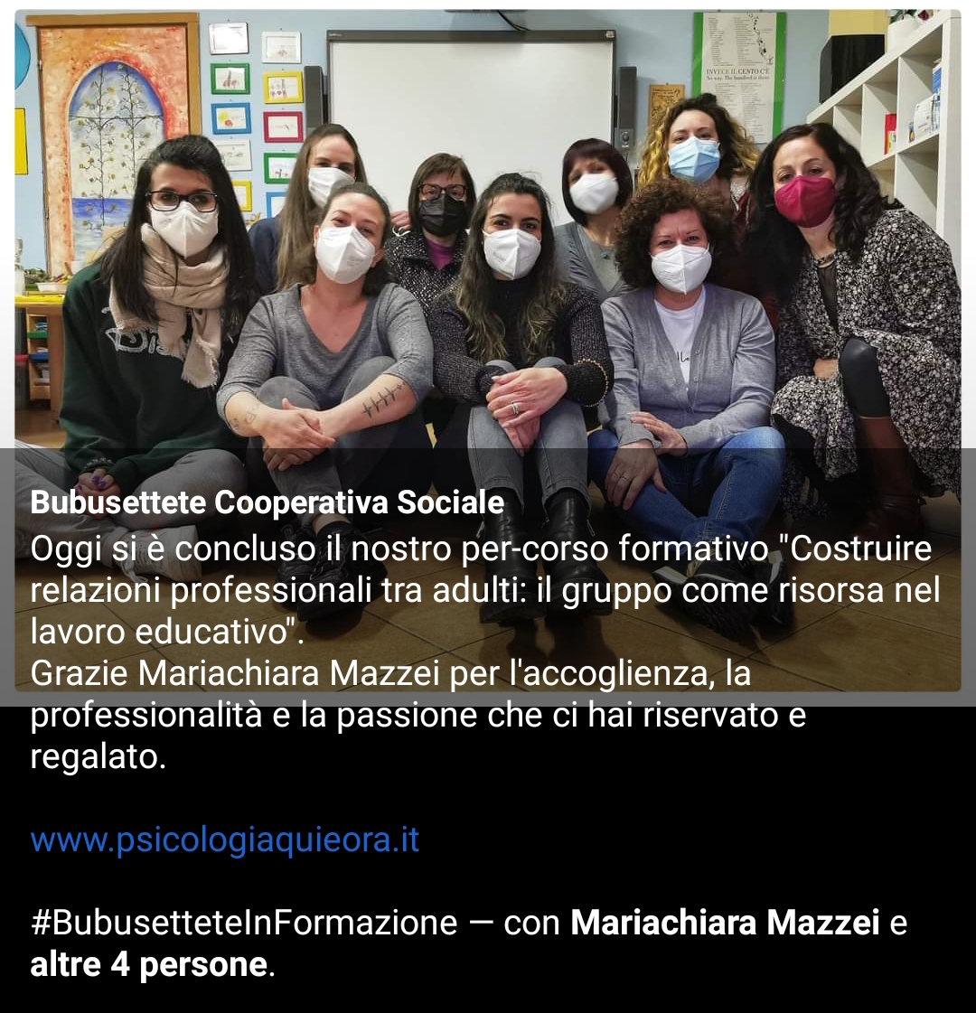 FORMAZIONE EDUCATRICI ASILO NIDO BUBUSETTETE